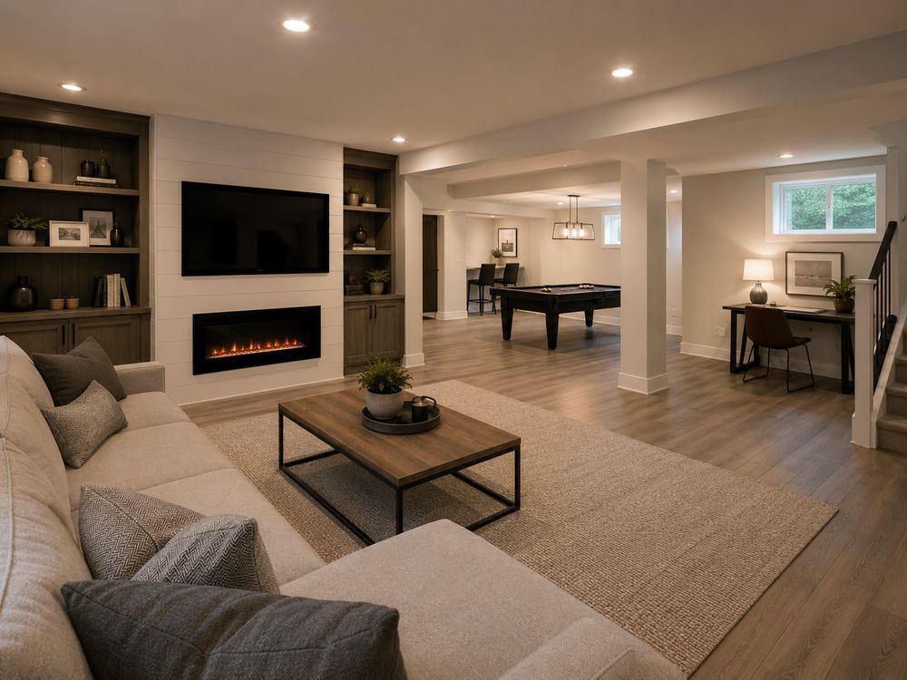 Basement finishing by Beazley Home Services