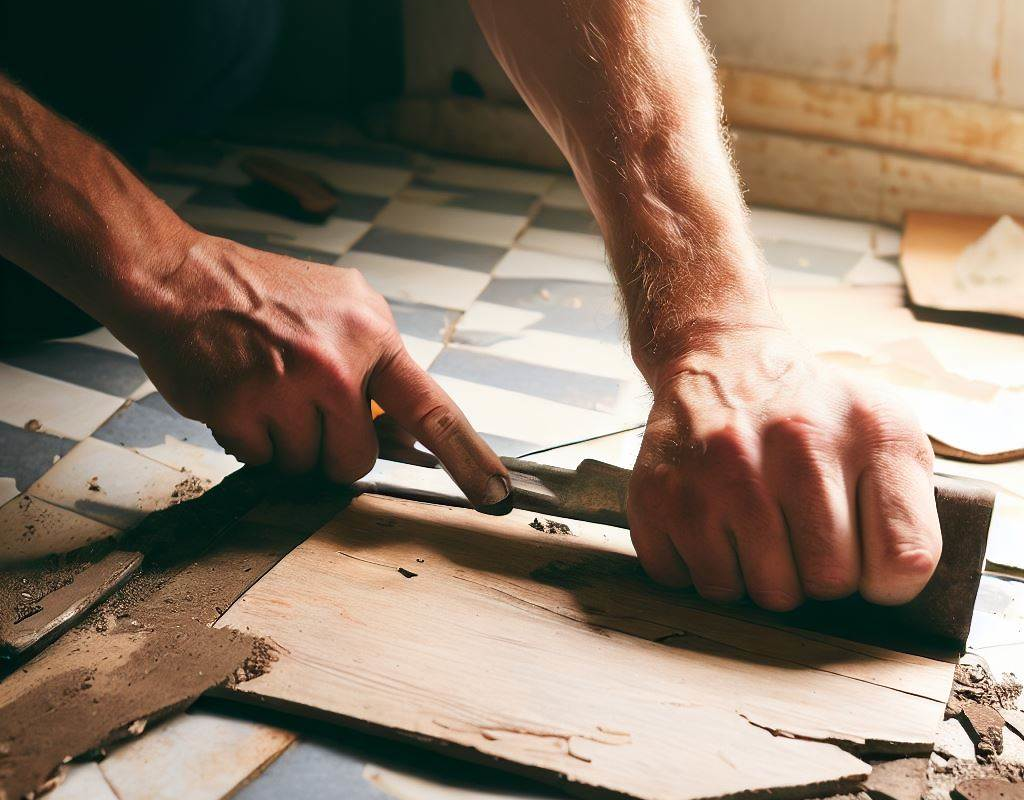 Handyman Replacing Old Tiling