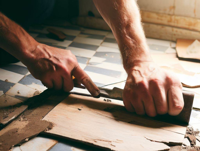 Handyman Replacing Old Tiling
